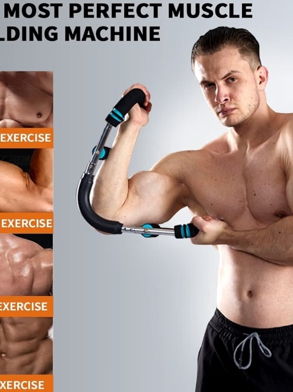 Arm & Chest Muscle Builder Resistance Trainer - Black with Teal Accents